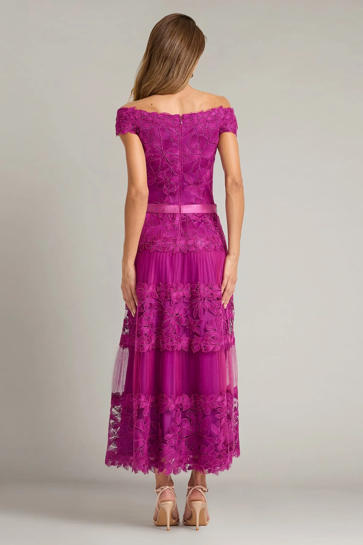 Adriane Floral Embroidered Tea-Length Dress - Special Events Unlimited