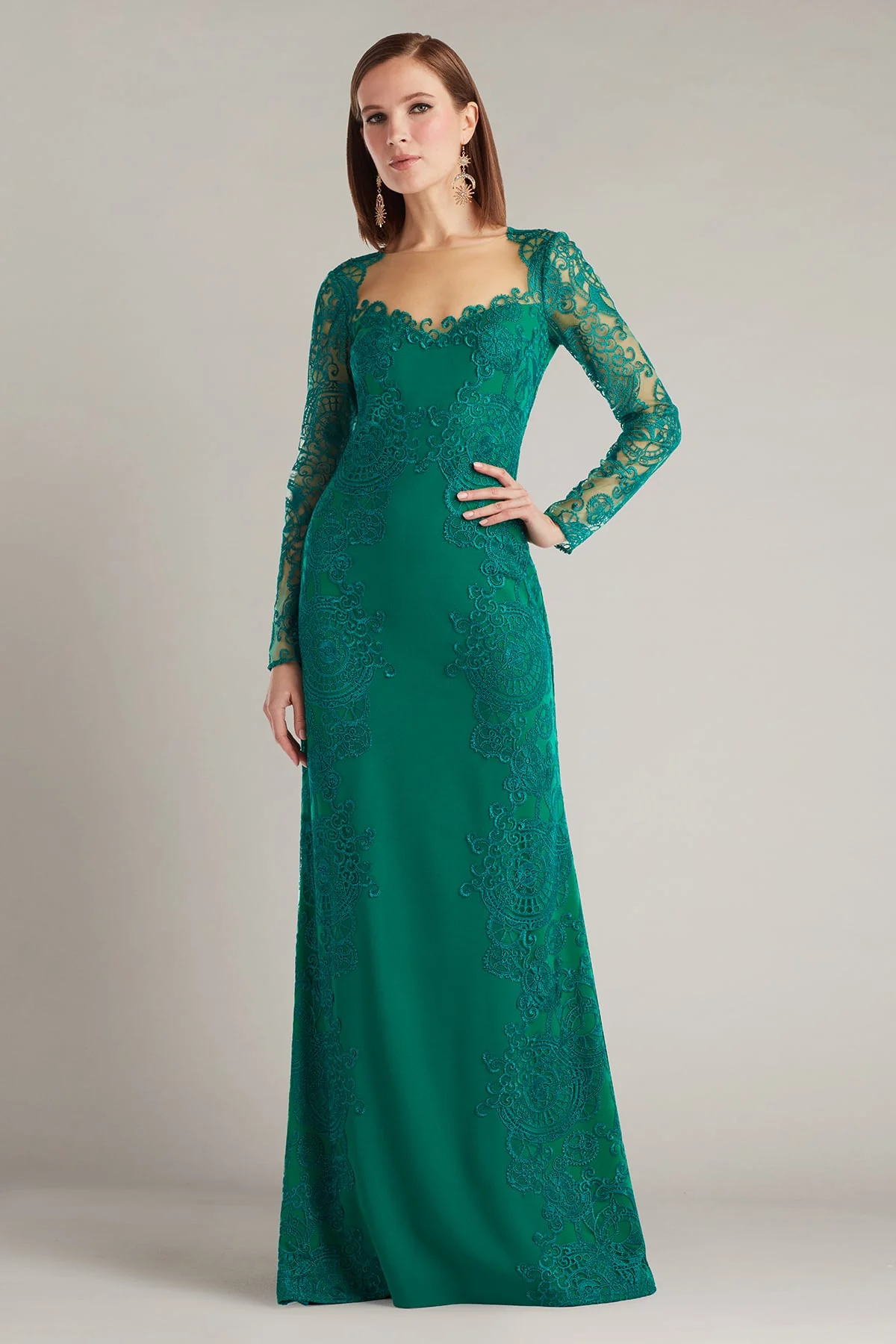 Regal Embroidered Timepiece Lace Gown - Special Events Unlimited