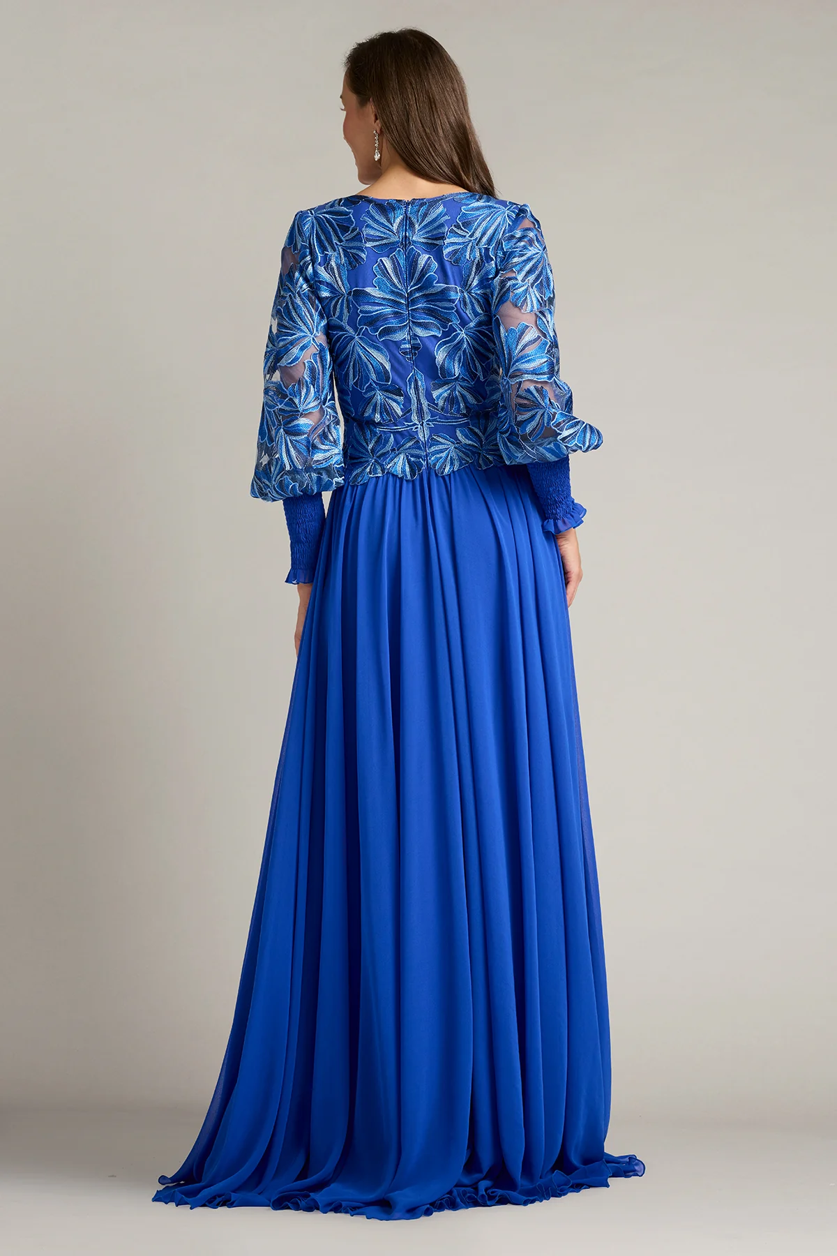 Dansby Embroidered Bishop Sleeve Gown - Special Events Unlimited
