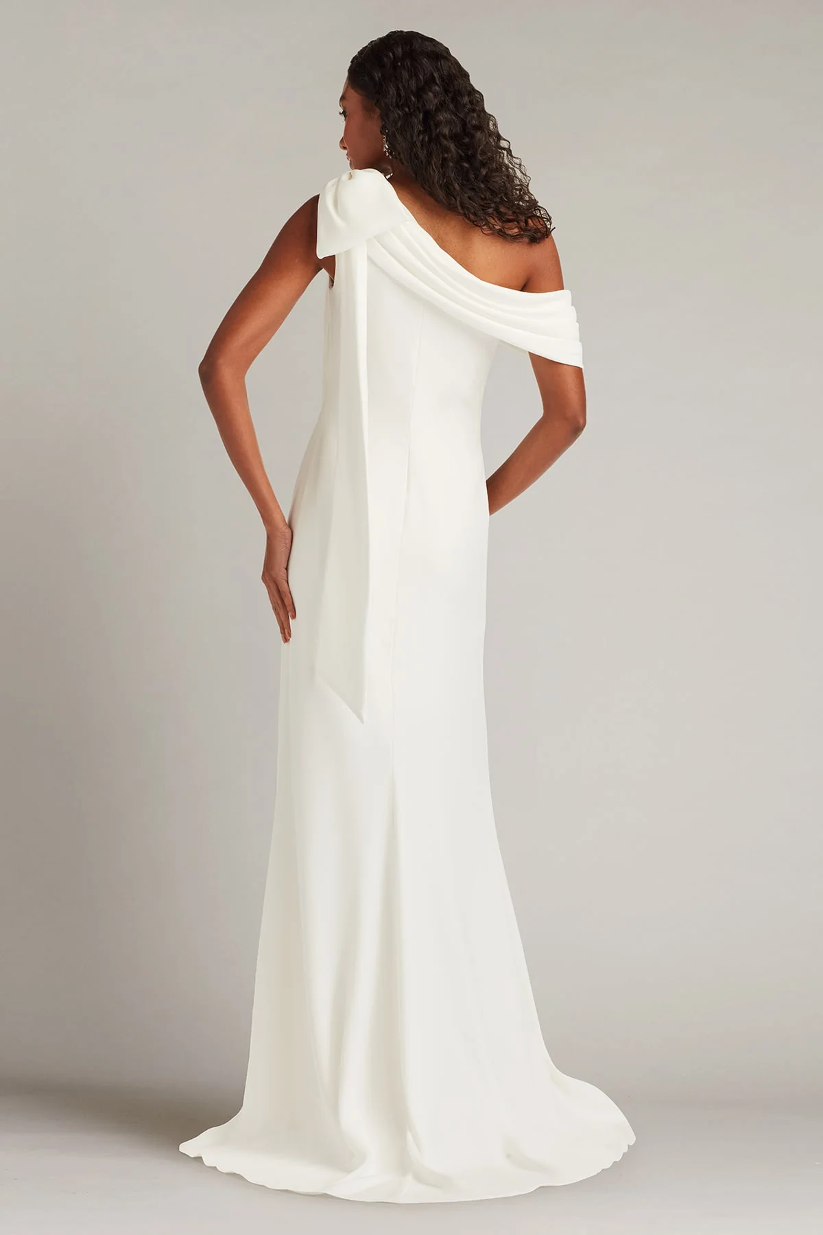 Cassia Bow-Shoulder Crepe Gown - Special Events Unlimited