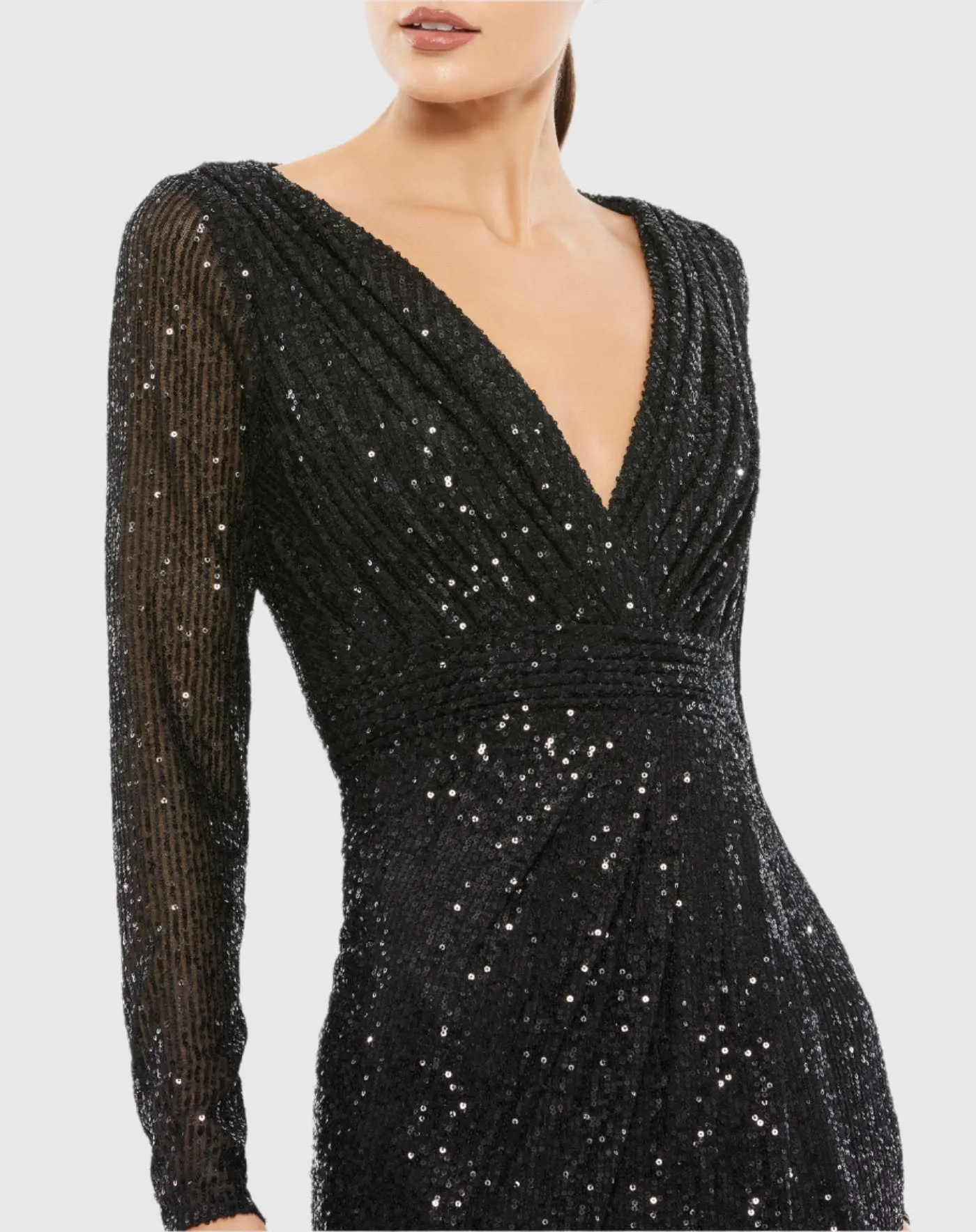 Black Sequined Long Sleeve Gown - Special Events Unlimited