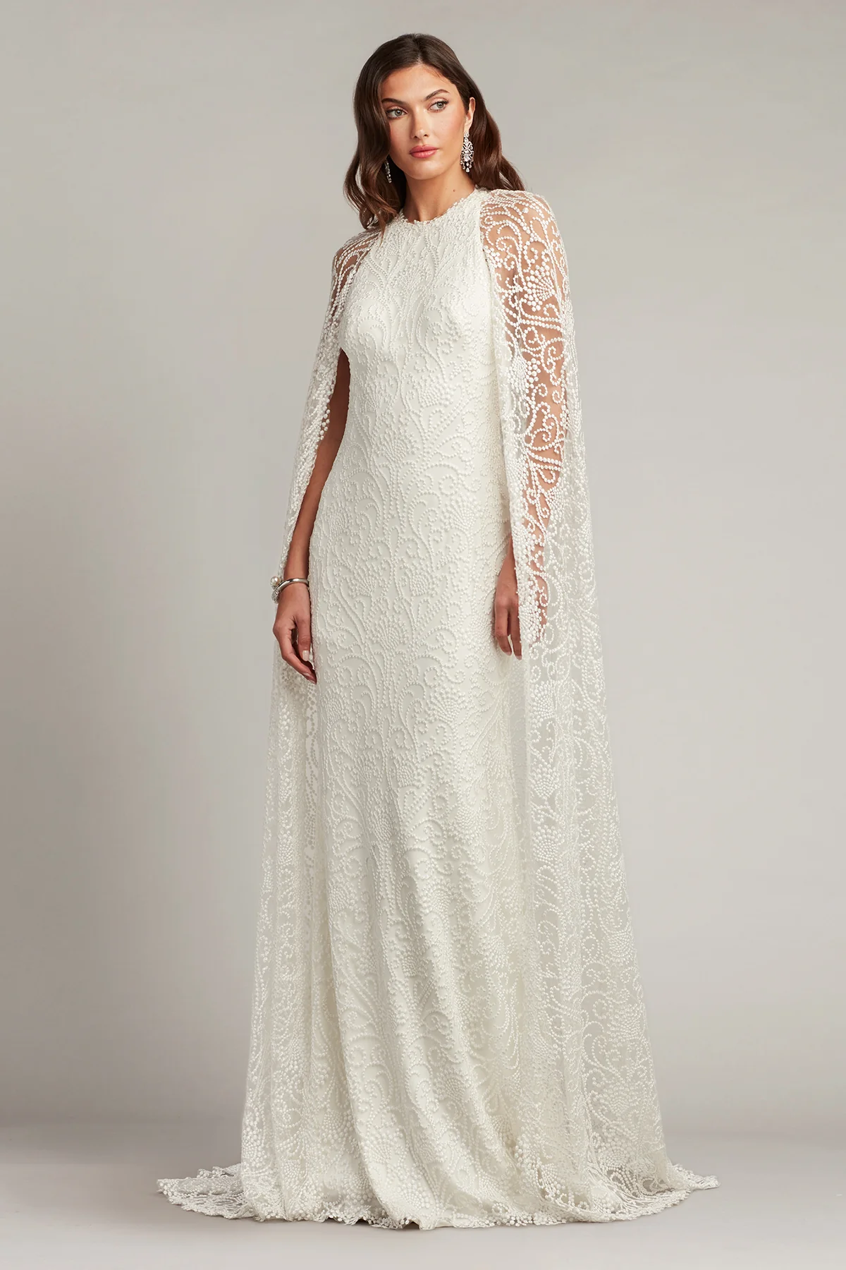 Piers Embroidered Cape Gown - Special Events Unlimited