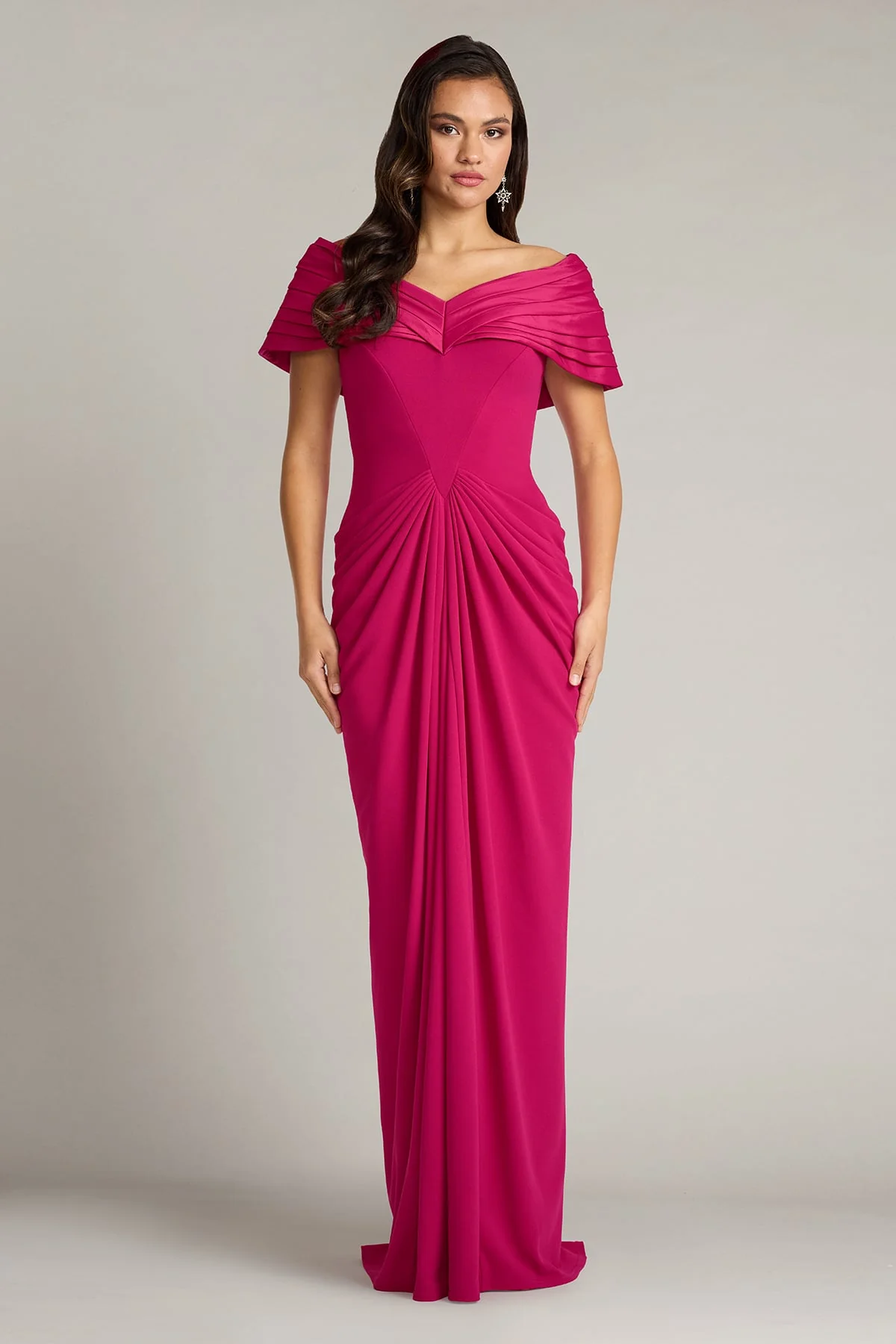 Seraphine Pleated Portrait Collar Gown - Special Events Unlimited