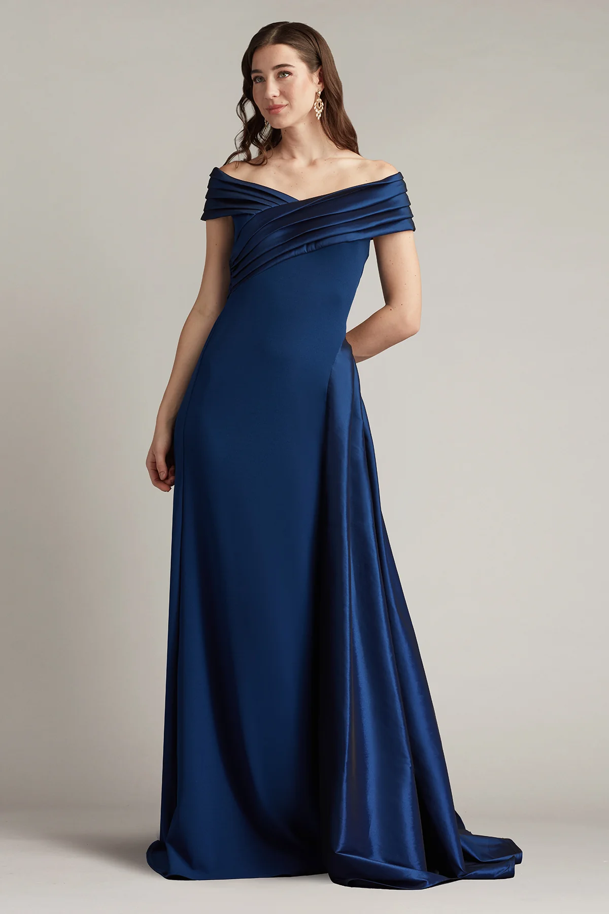 Elysian Draped Overlay Train Gown - Special Events Unlimited