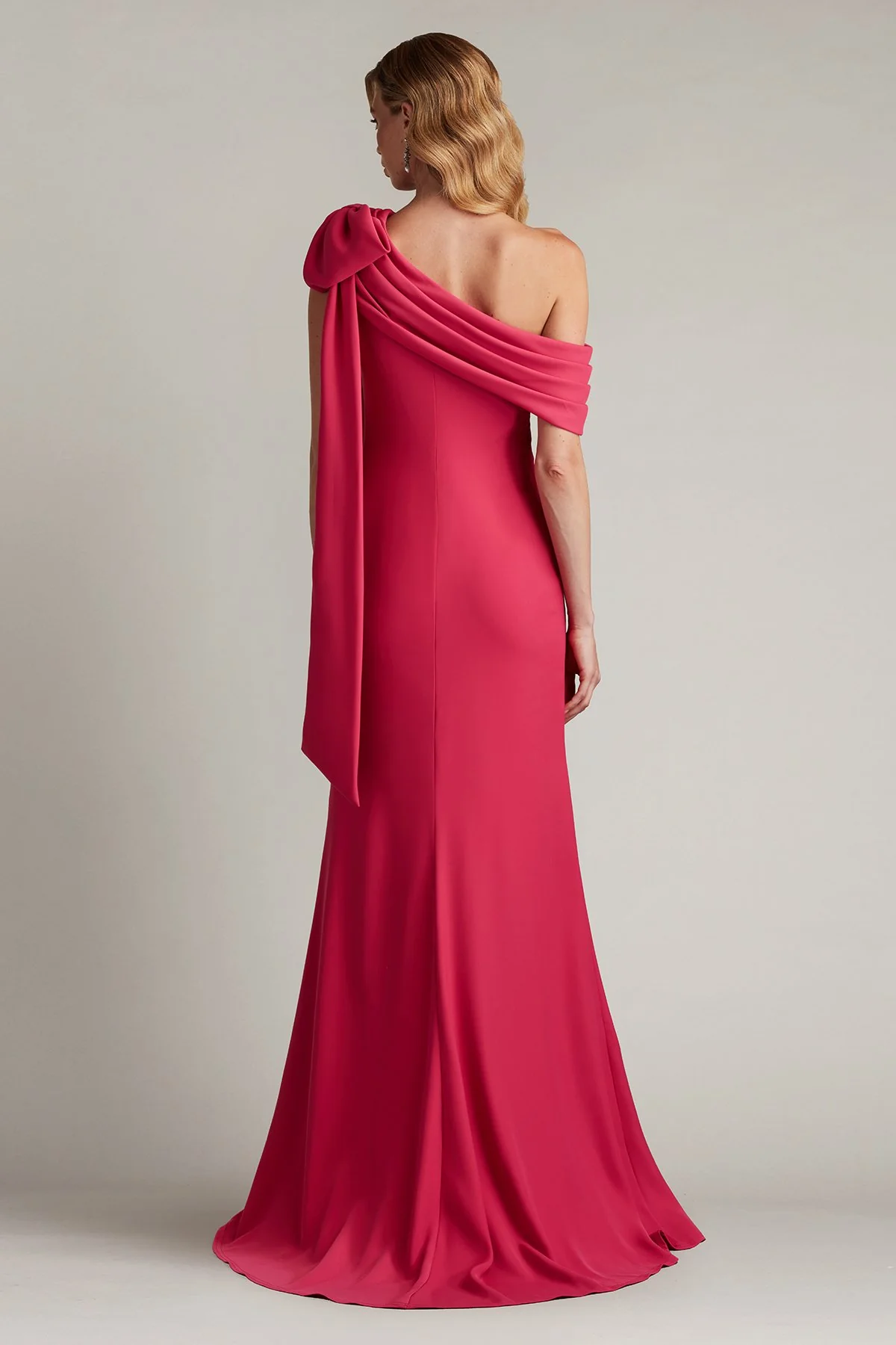 Cassia Bow-Shoulder Crepe Gown - Special Events Unlimited