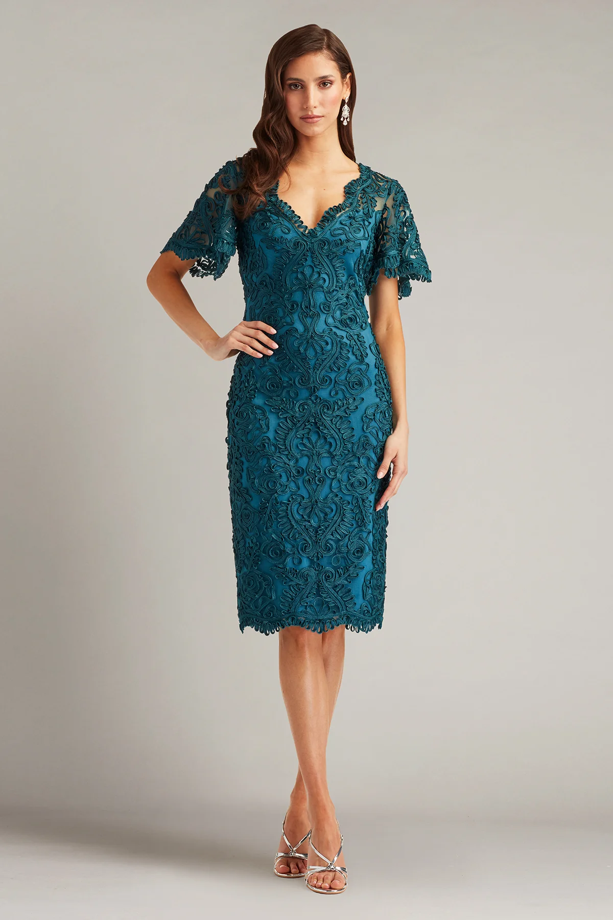 Arnett Embroidered Flutter Sleeve Dress - Special Events Unlimited