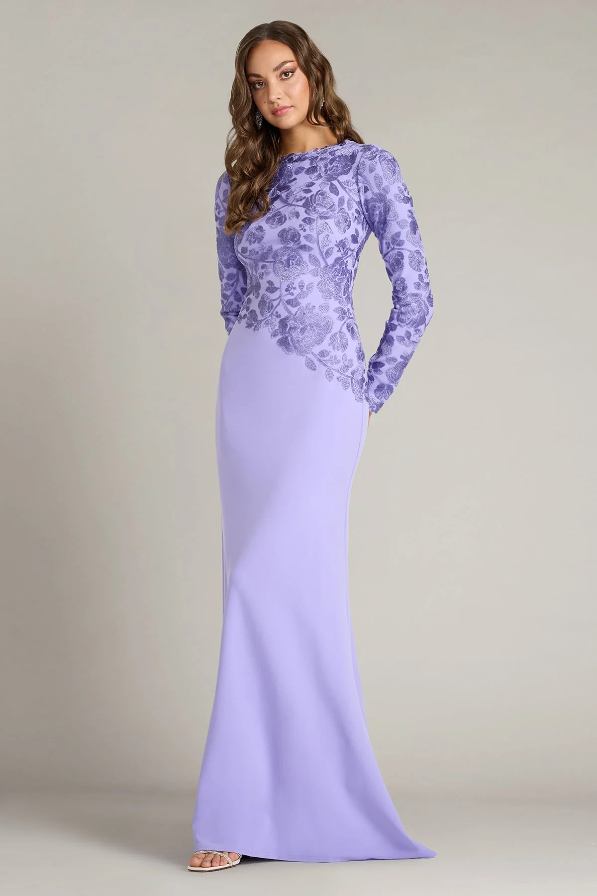 Kisha Embroidered Crepe Gown - Special Events Unlimited