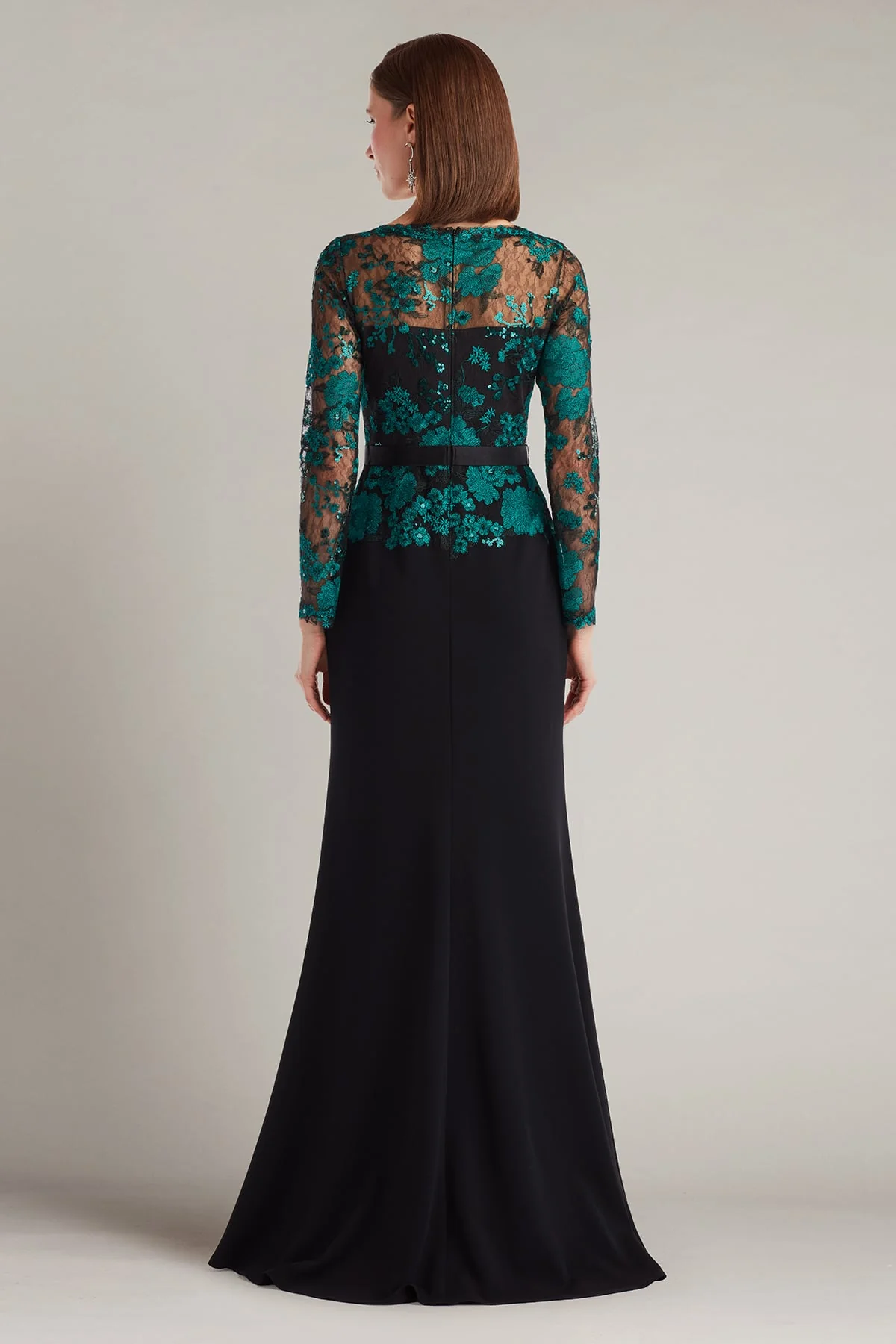 Beacon Belted Embroidered Illusion Gown - Special Events Unlimited
