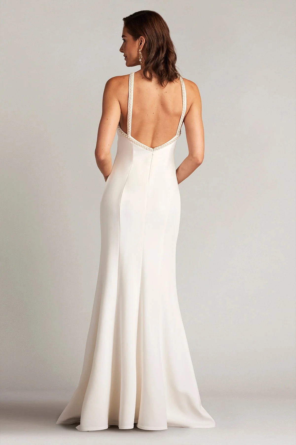 Sicily Pearl Trim Halter Gown - Special Events Unlimited