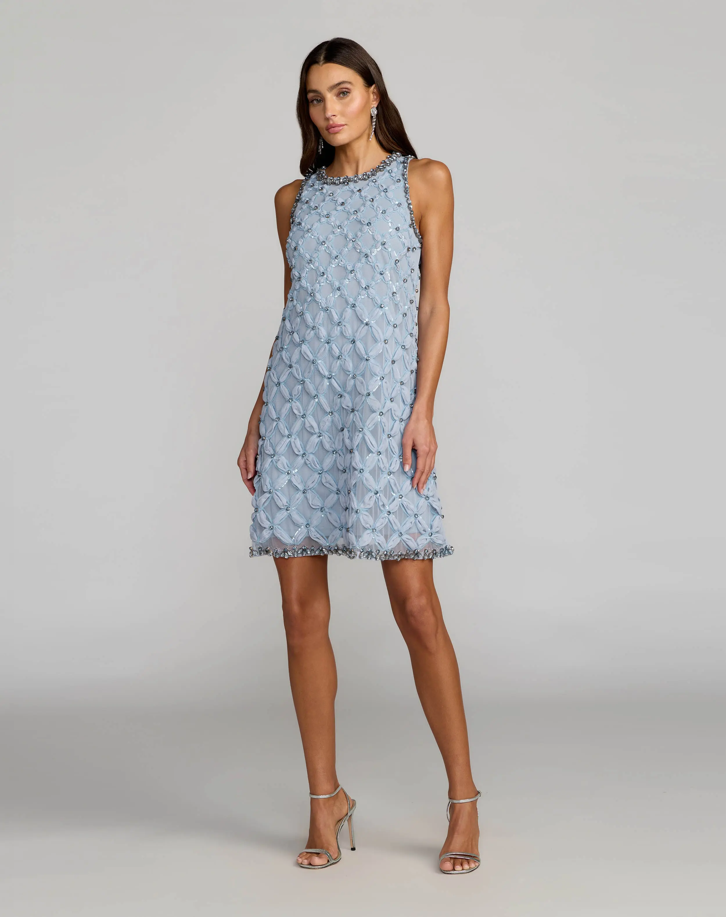Blue Rhinestone Embellished Sleeveless Mini Dress - Special Events Unlimited