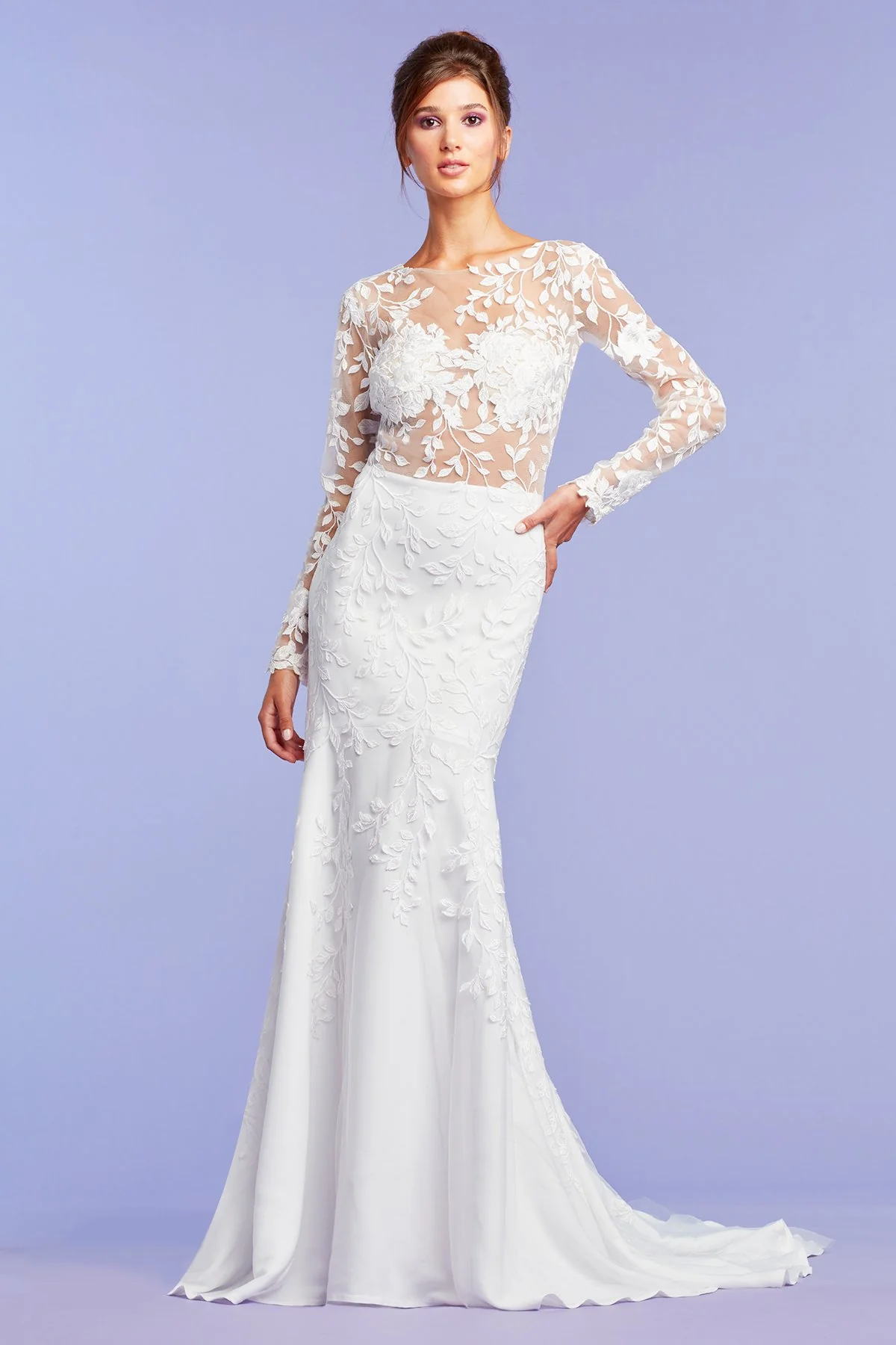 Holden Long-Sleeve Illusion Gown - Special Events Unlimited