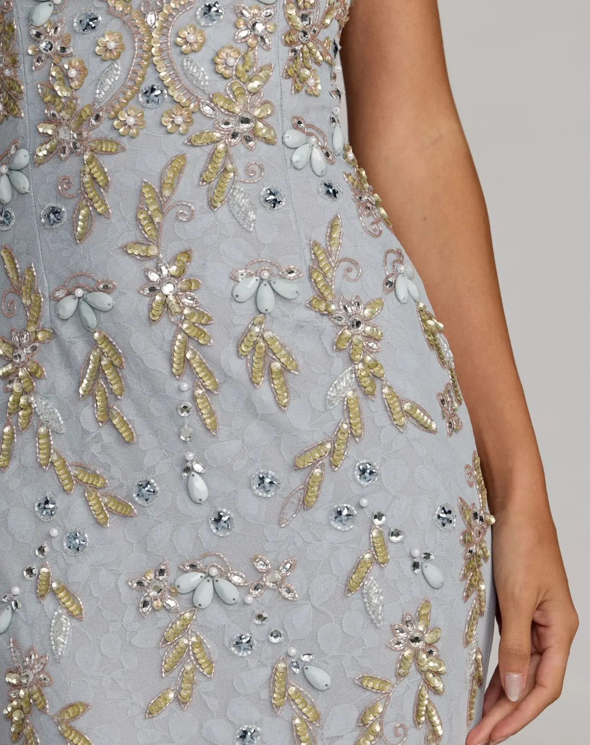 Blue Embellished Lace Sleeveless Gown - Special Events Unlimited
