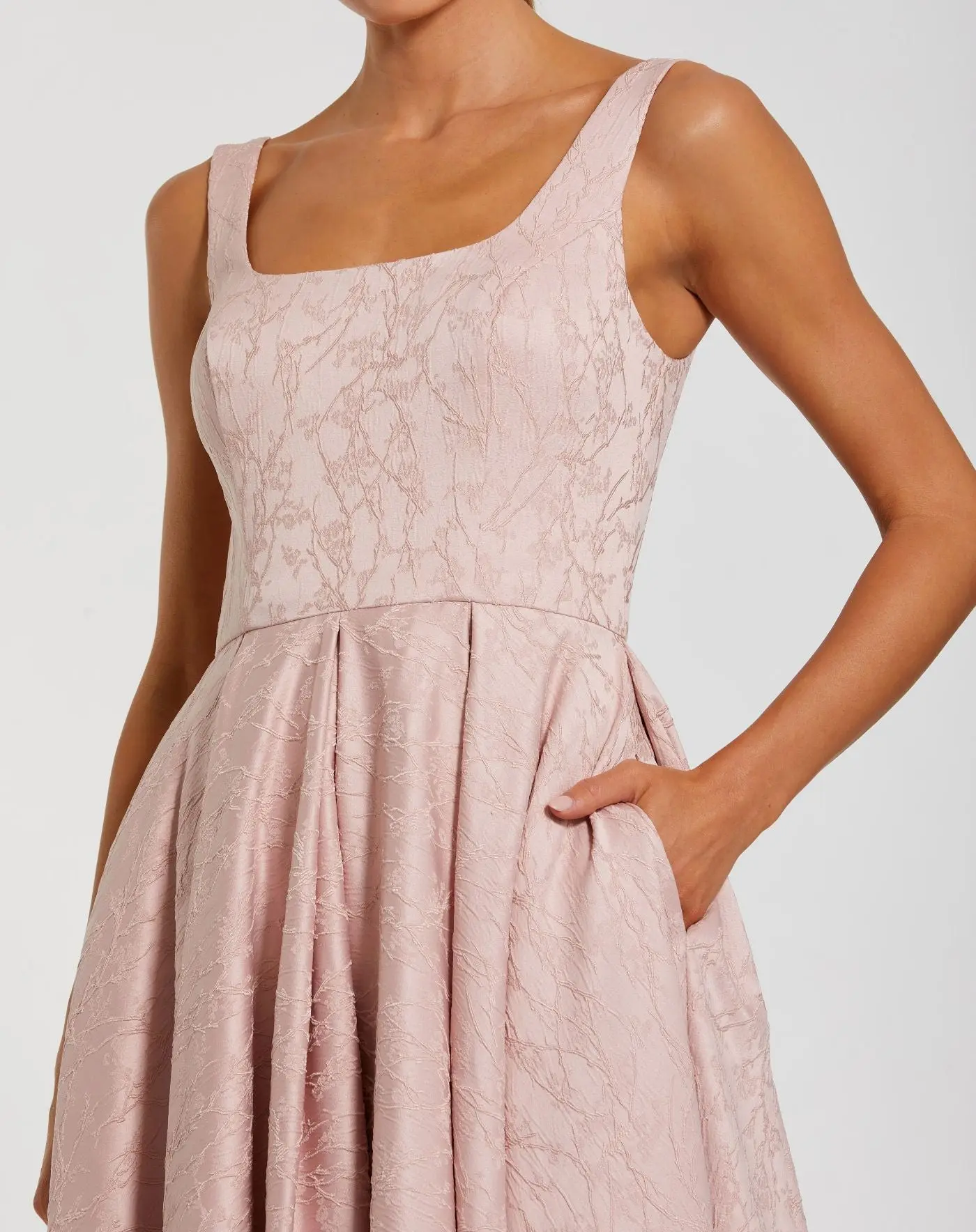 Pink Sleeveless Square Neck High Low Gown - Special Events Unlimited