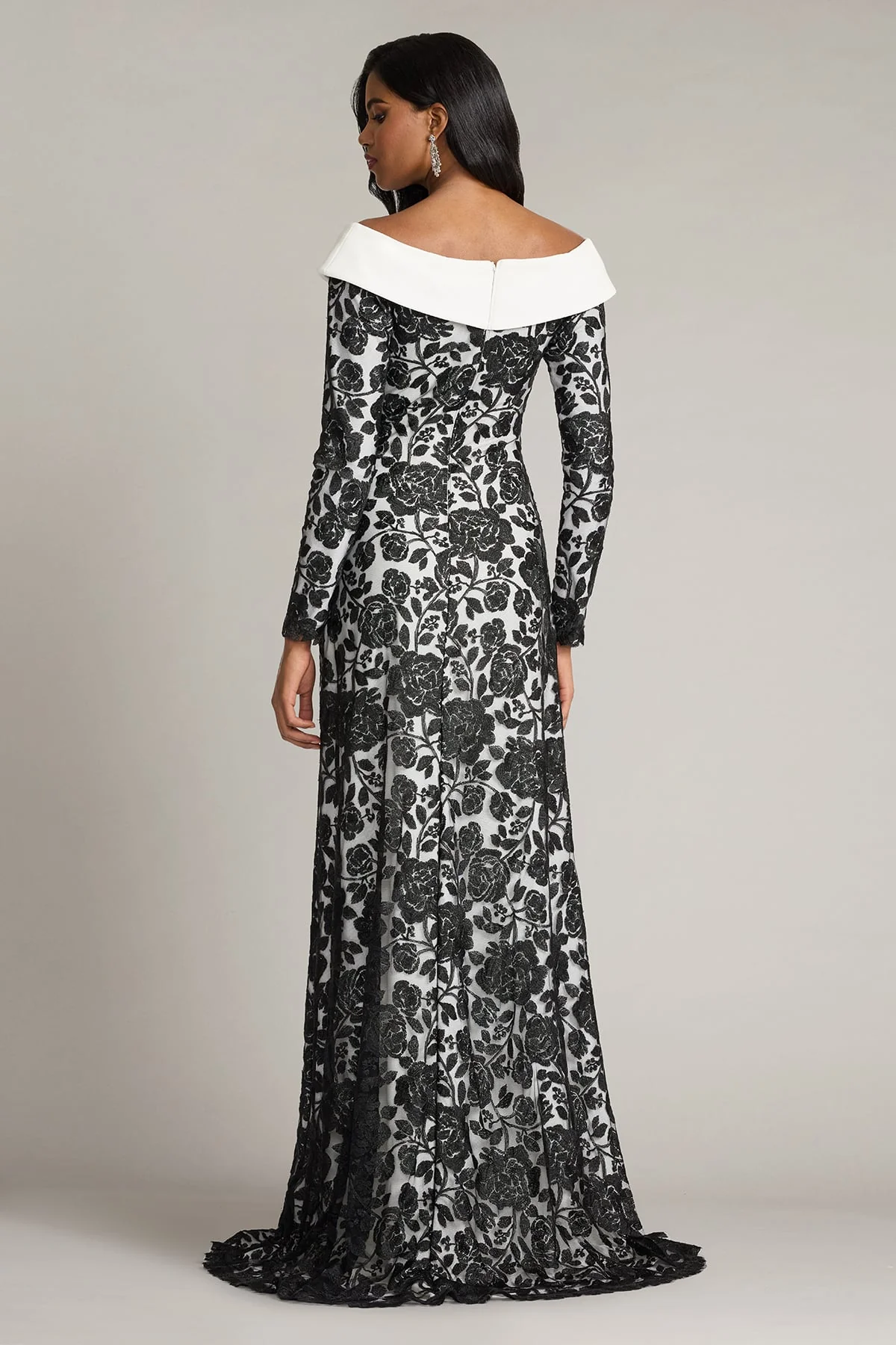 Melara Off-Shoulder Embroidered Crepe Gown - Special Events Unlimited