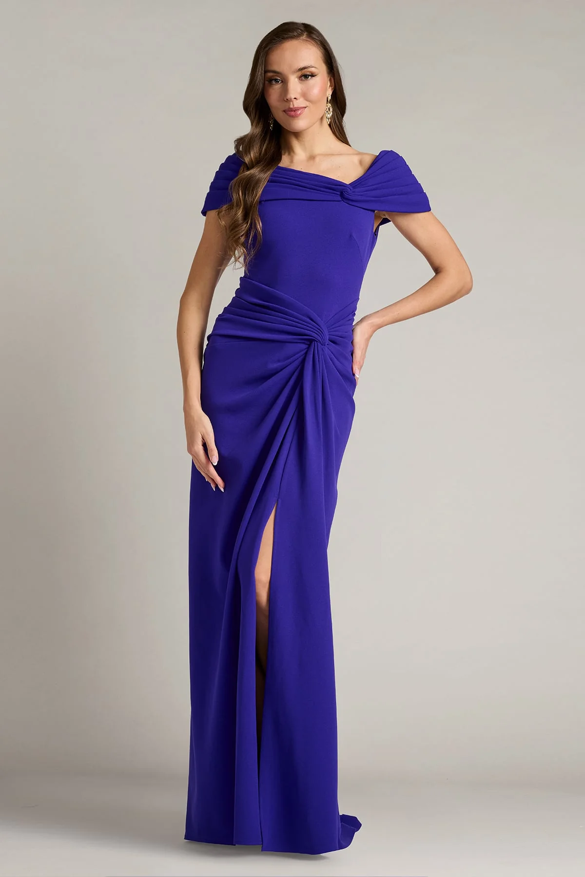 Perkins Asymmetric Draped Gown - Special Events Unlimited