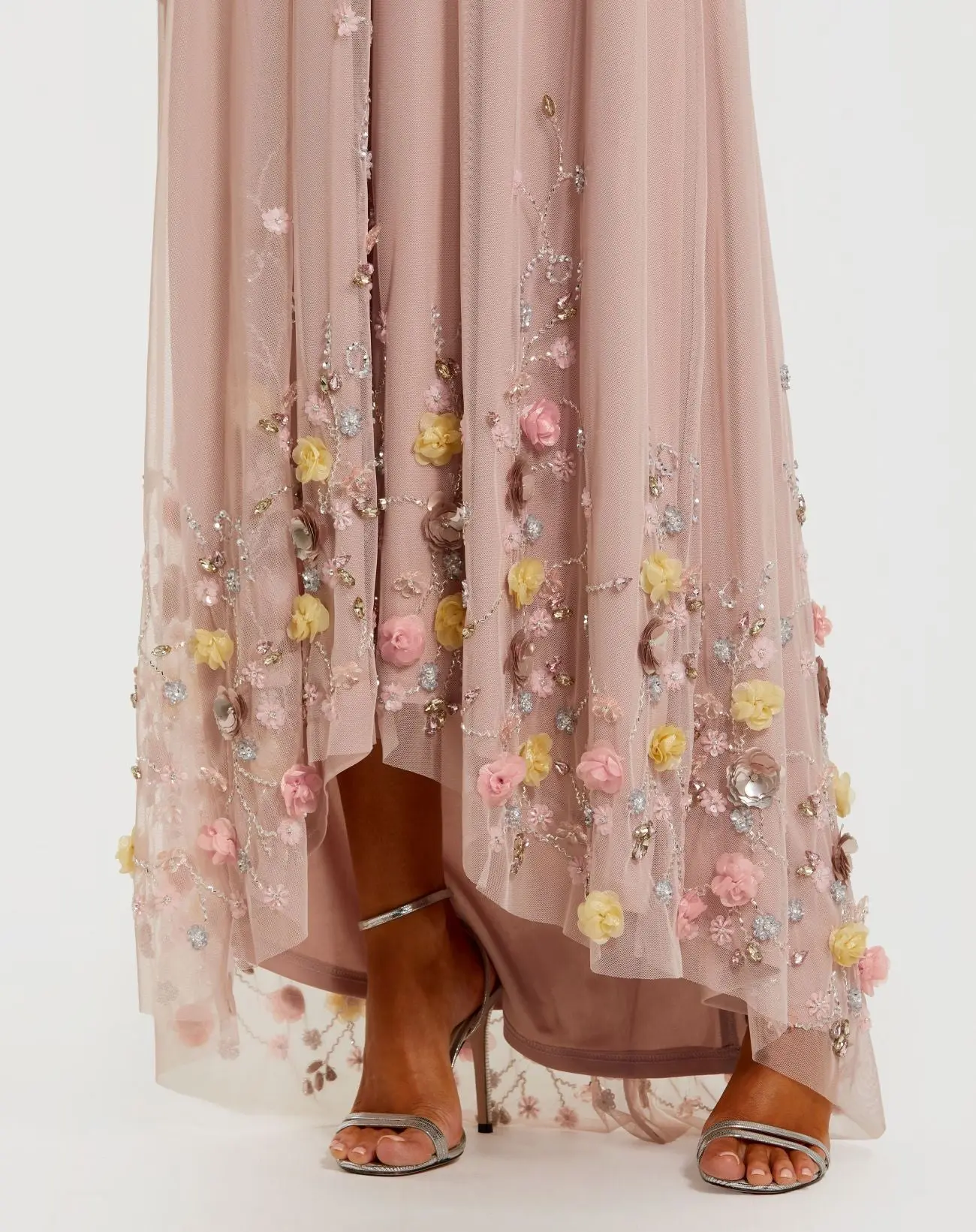 Pink One Shoulder Embellished Trapeze Gown - Special Events Unlimited