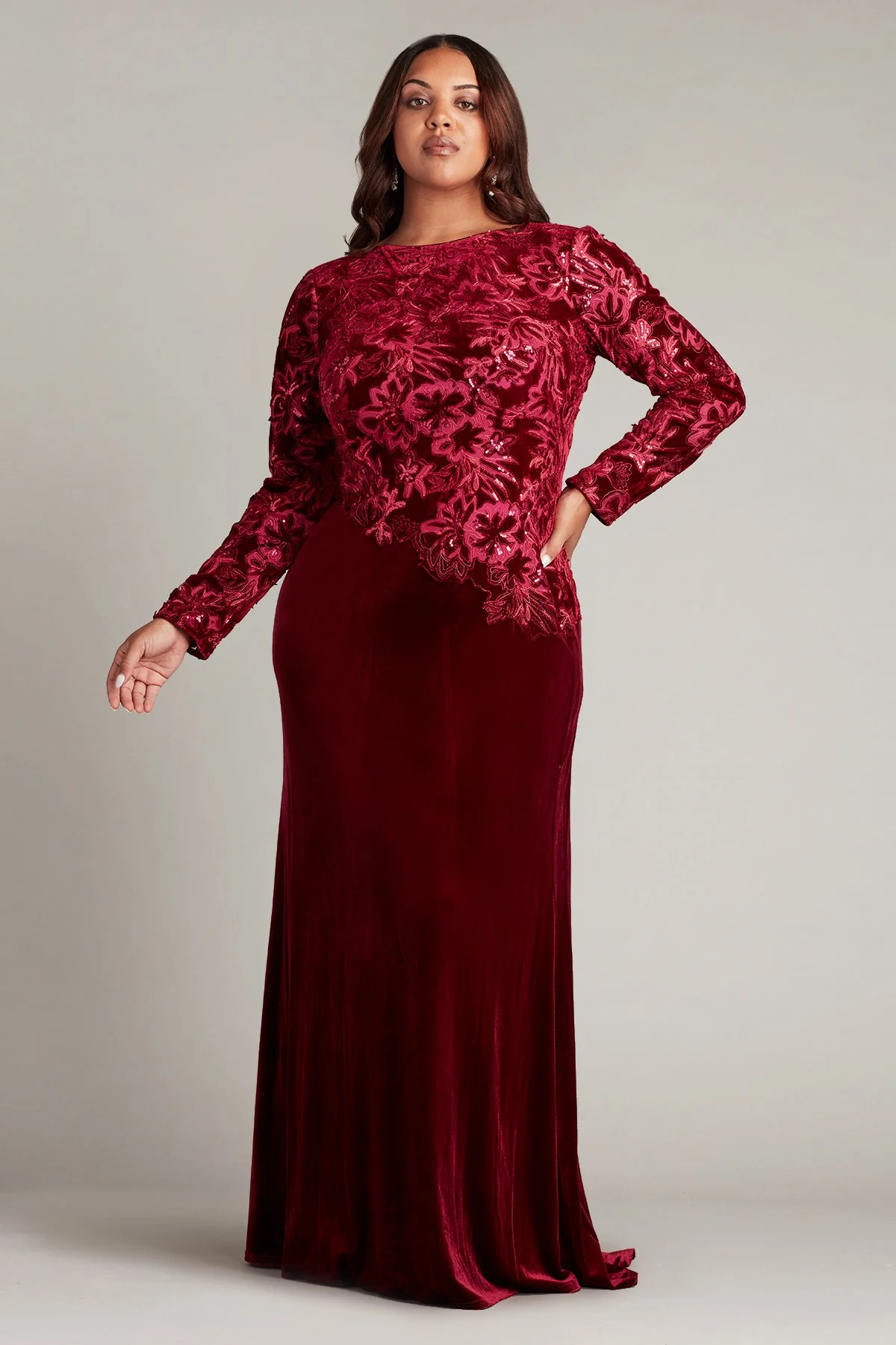 Gatlin Sequin Burnout Velvet Gown - PLUS SIZE - Special Events Unlimited