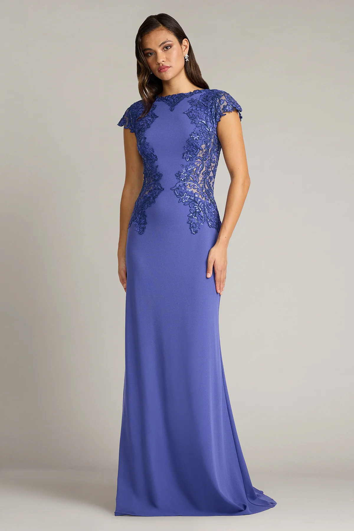 Vicente Embroidered Crepe Gown - Special Events Unlimited