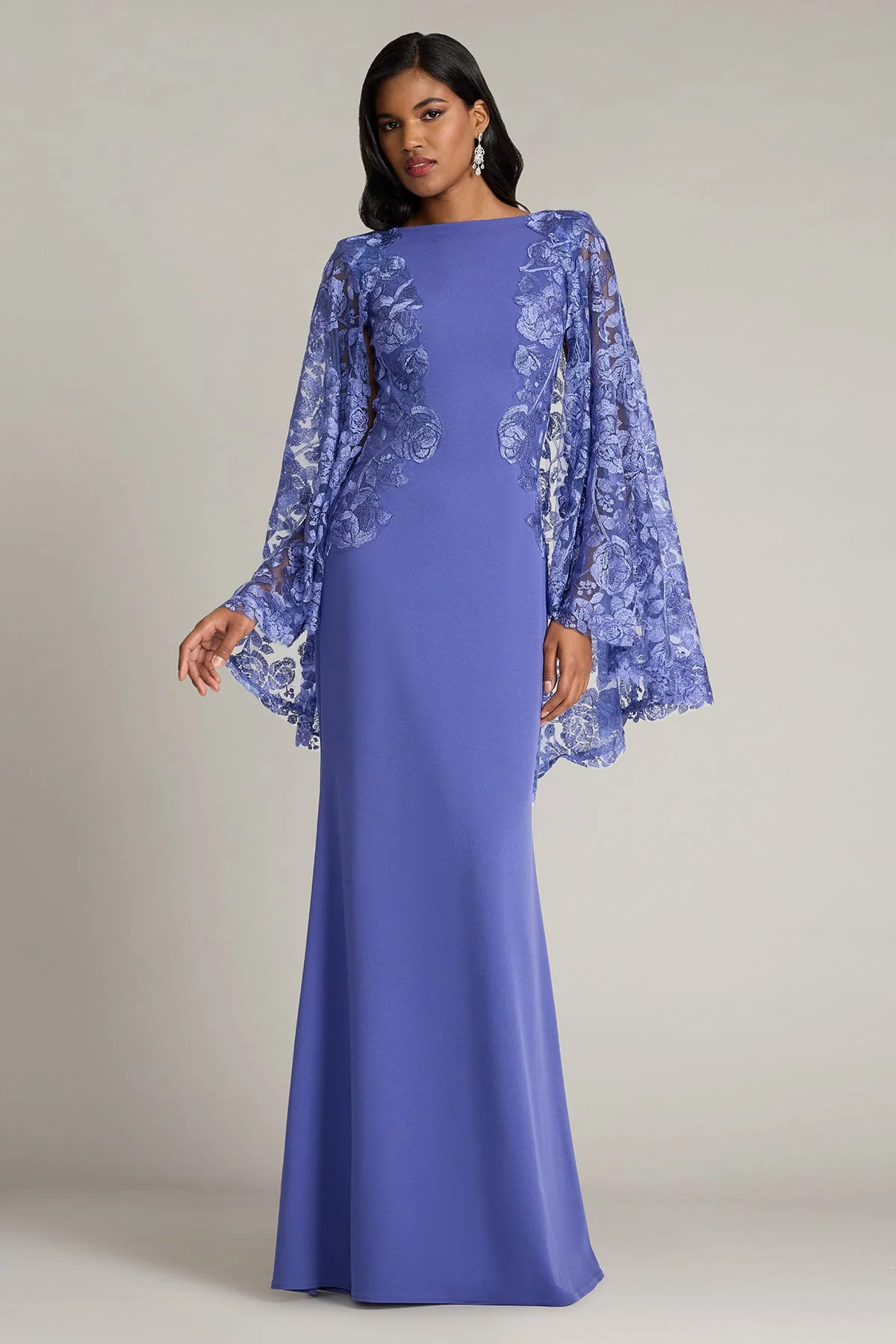 Margolin Embroidered Cape Gown - Special Events Unlimited