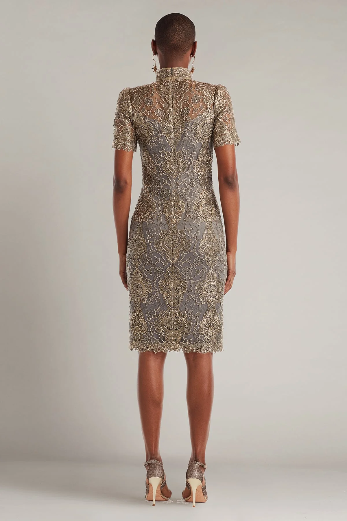 Marise Sequin Embroidered Illusion Dress - Special Events Unlimited