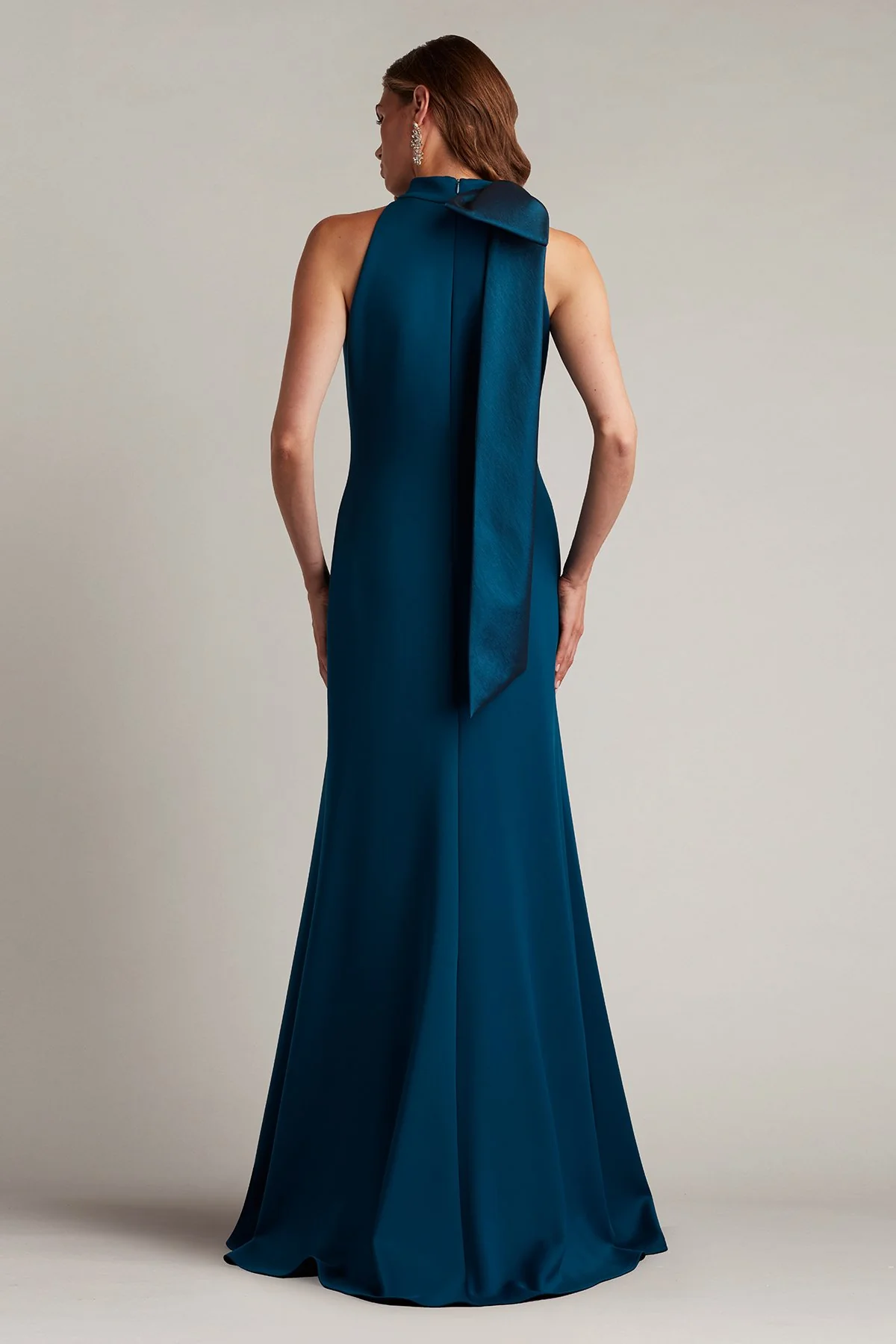 Sims Taffeta Shoulder Bow Halter Gown - Special Events Unlimited