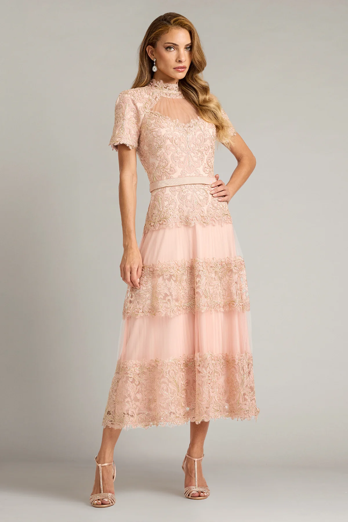 Stelly Lotus Embroidered Tulle Midi Dress - Special Events Unlimited