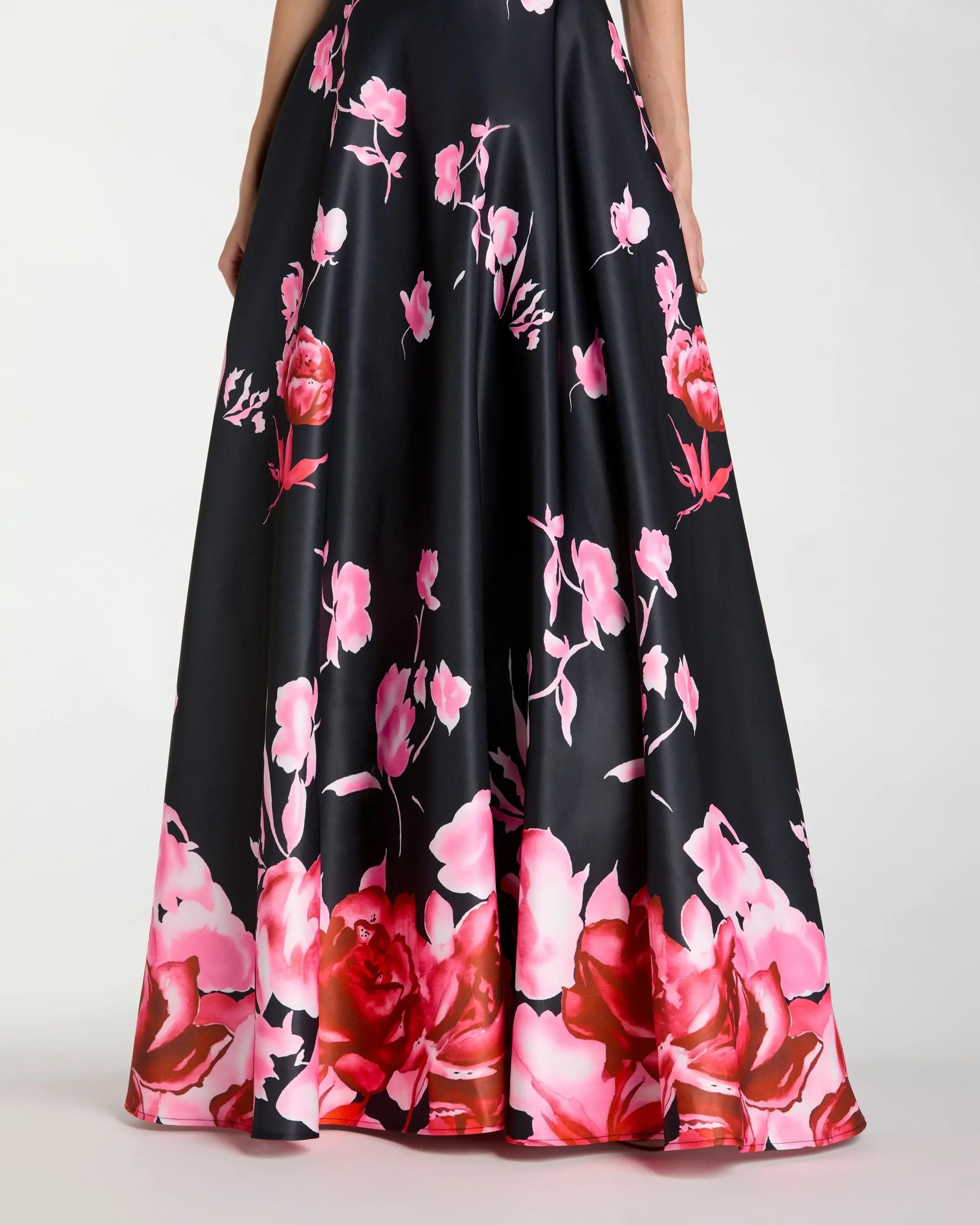 Black Square Neck Floral Print Ball Gown - Special Events Unlimited