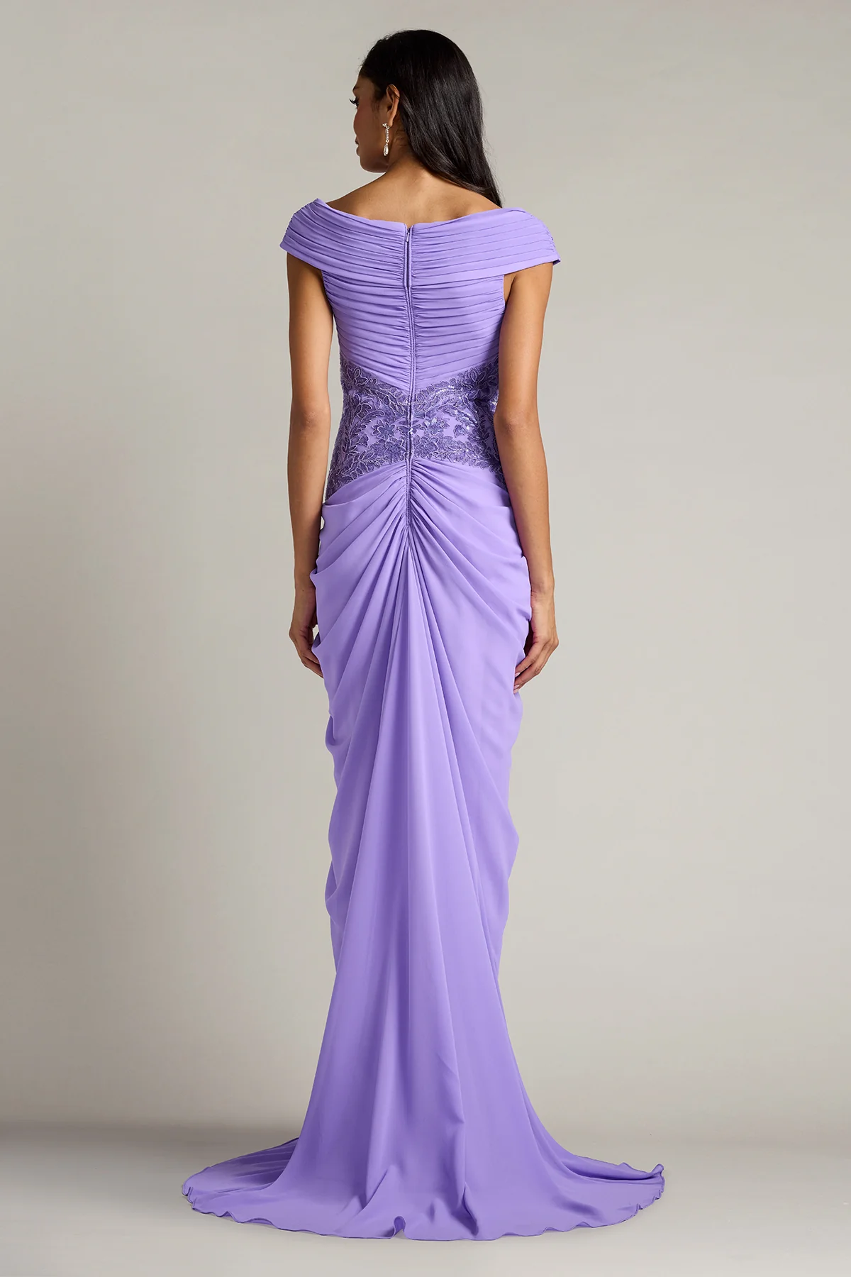 Mihaley Embroidered Waist Draped Gown - Special Events Unlimited