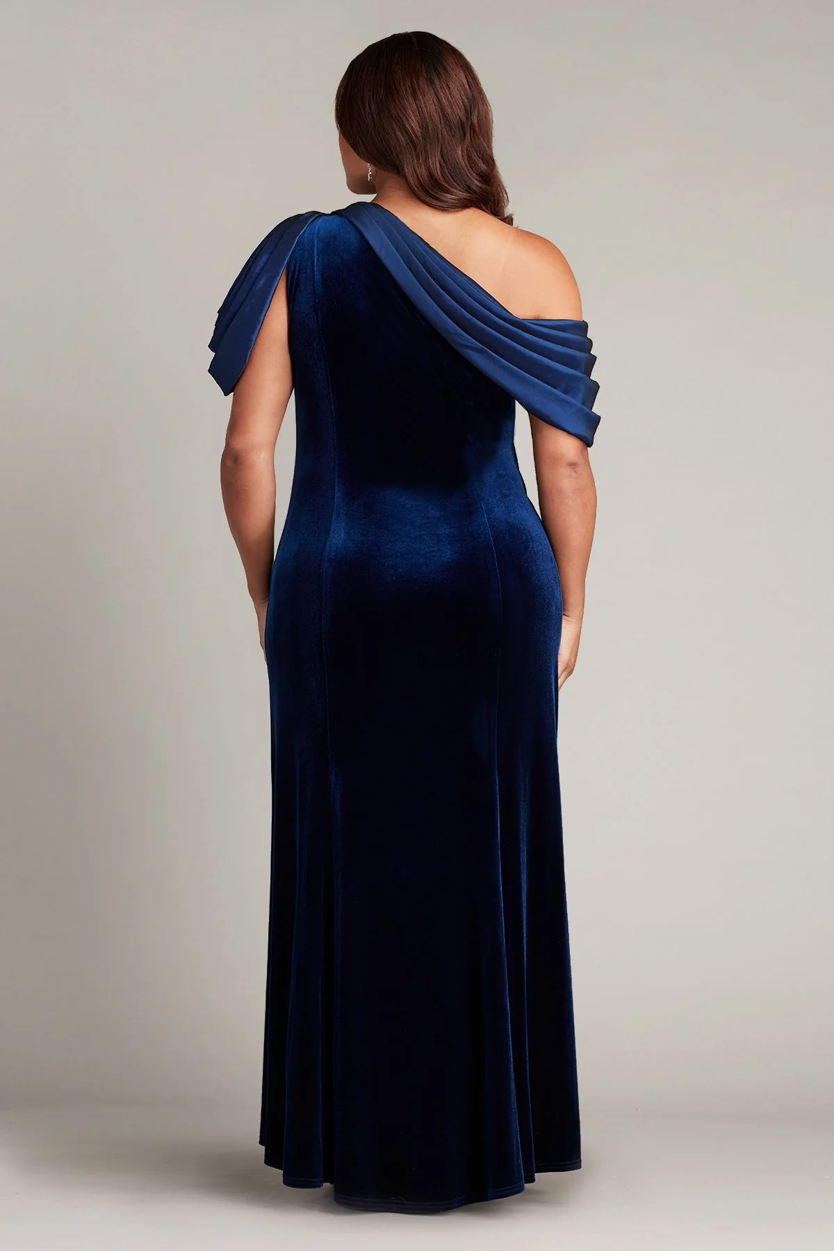 Copley Shoulder Drape Velvet Gown - PLUS SIZE - Special Events Unlimited
