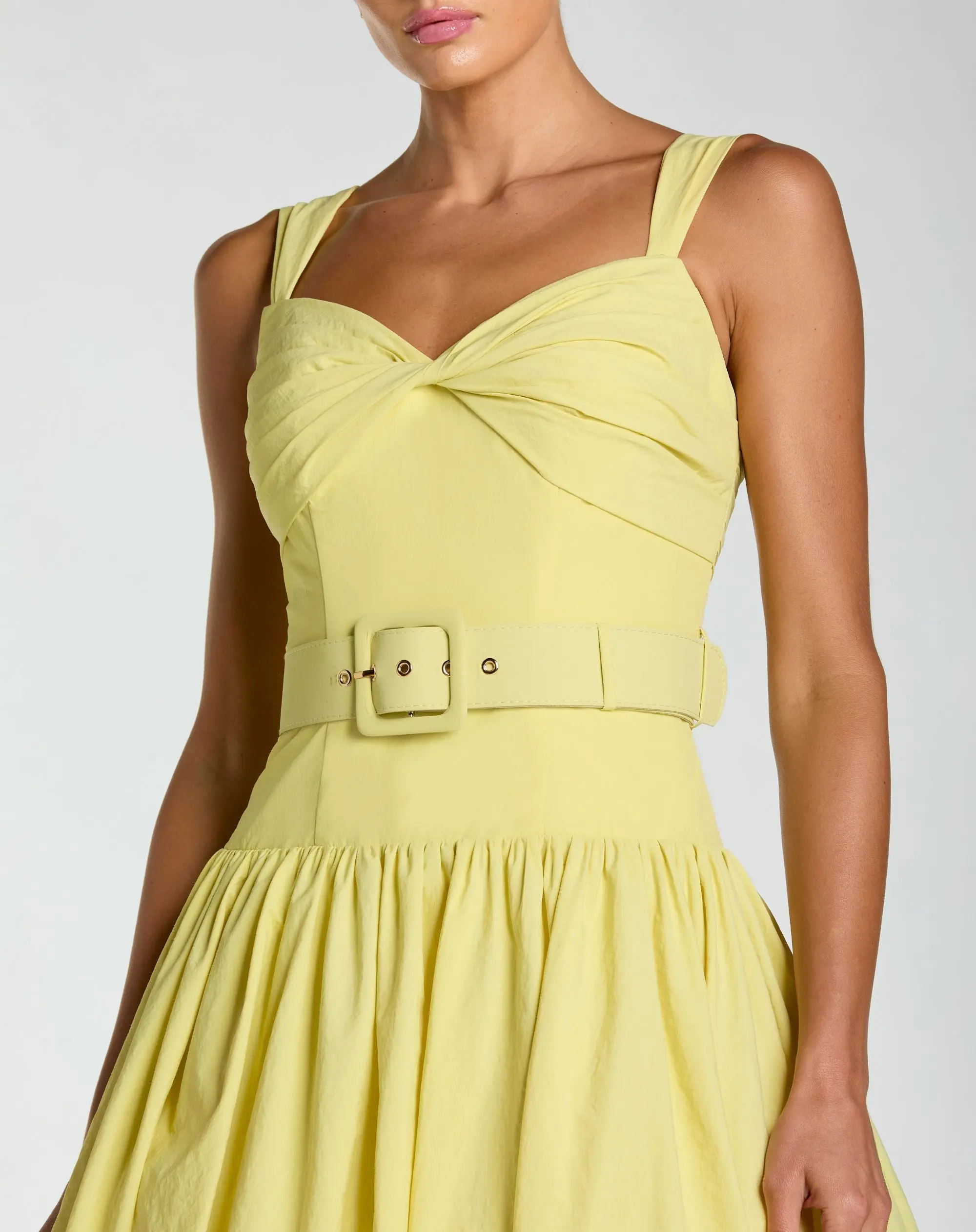 Yellow Sweetheart Belted Midi Dress - Special Events Unlimited