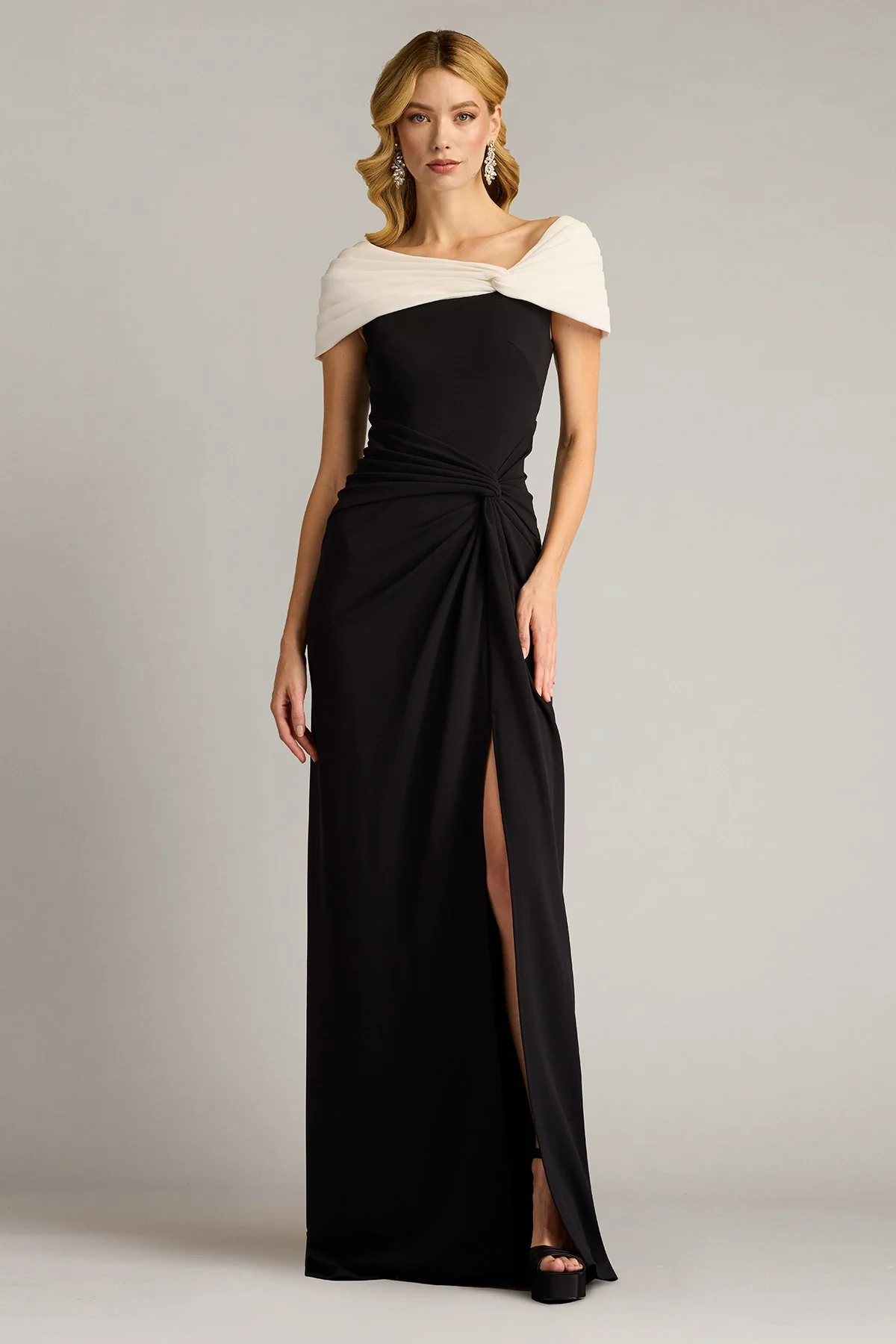 Perkins Asymmetric Draped Gown - Special Events Unlimited