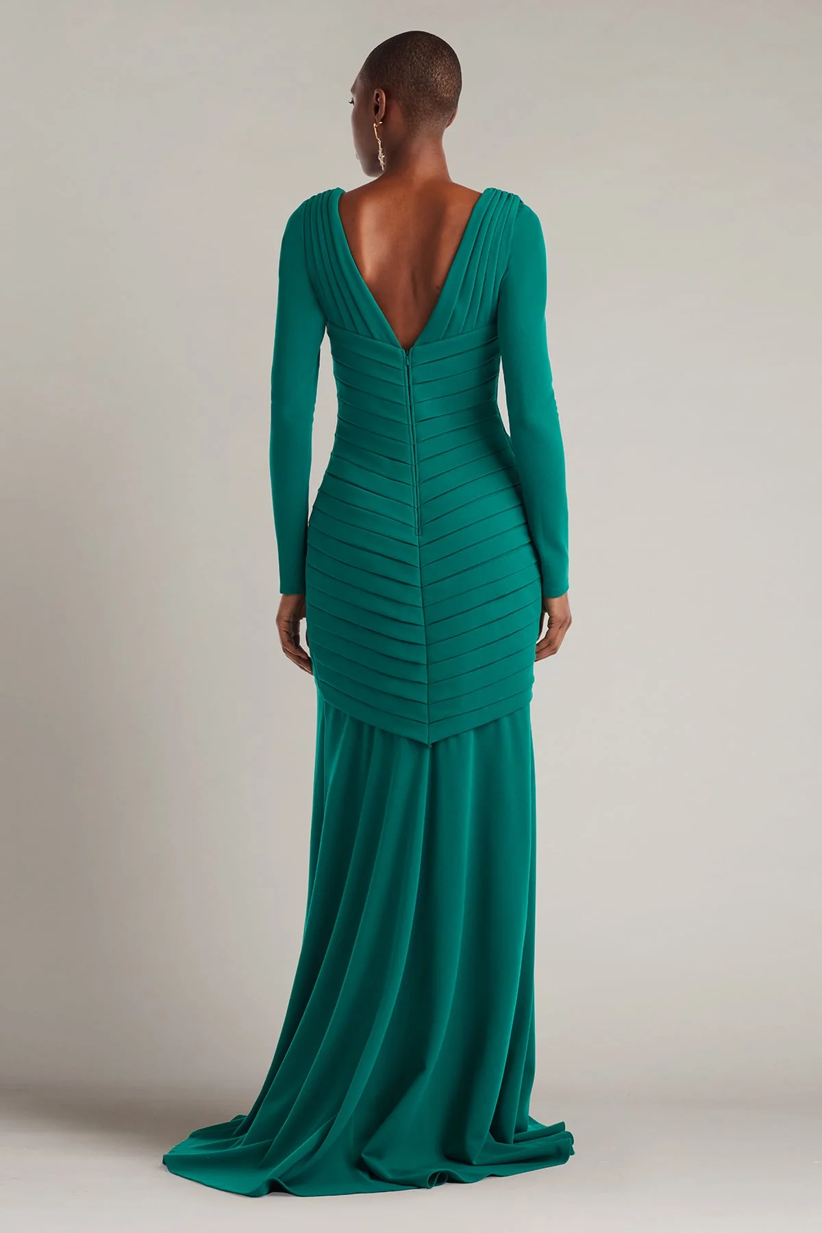 Keris Shutter-Pleated Crepe Gown - Special Events Unlimited