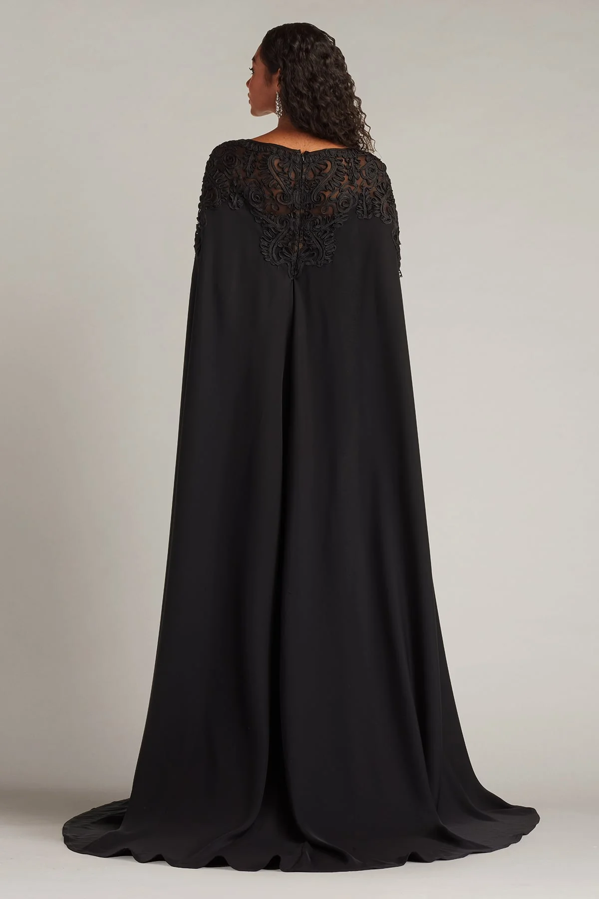 Massaro Embroidered Cape Gown - Special Events Unlimited