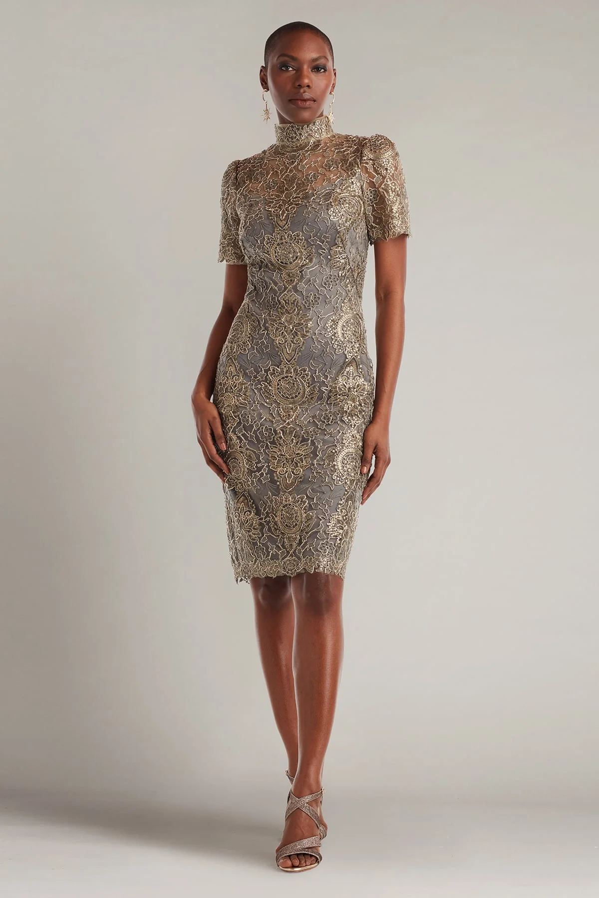 Marise Sequin Embroidered Illusion Dress - Special Events Unlimited
