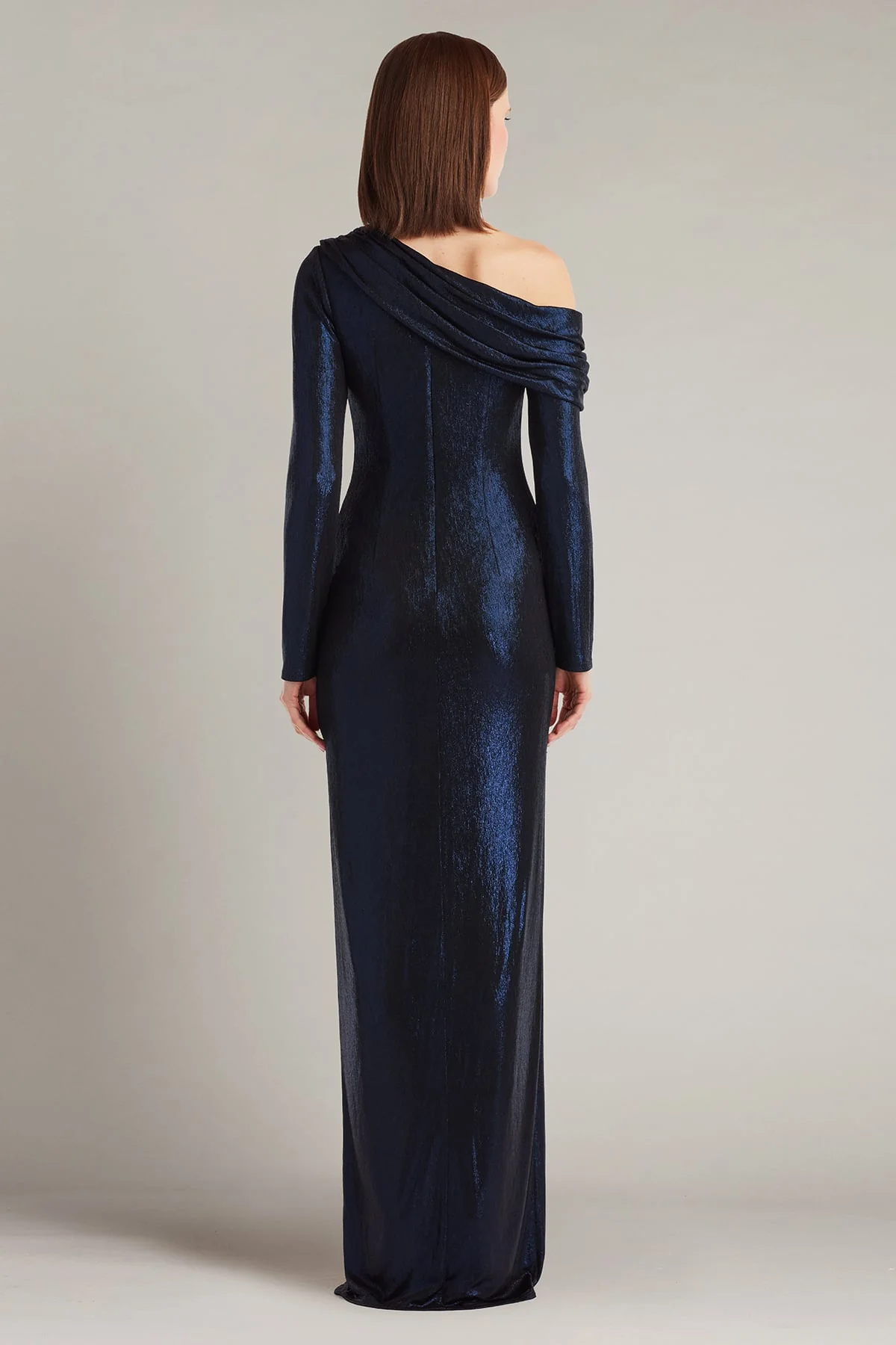 Toryn Metallic Pleated Draped Gown - Special Events Unlimited