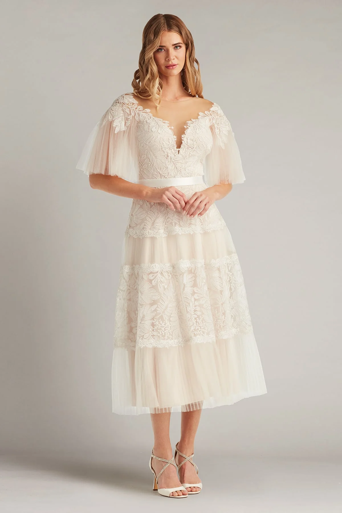 Tresca Embroidered Tulle Midi Dress - Special Events Unlimited