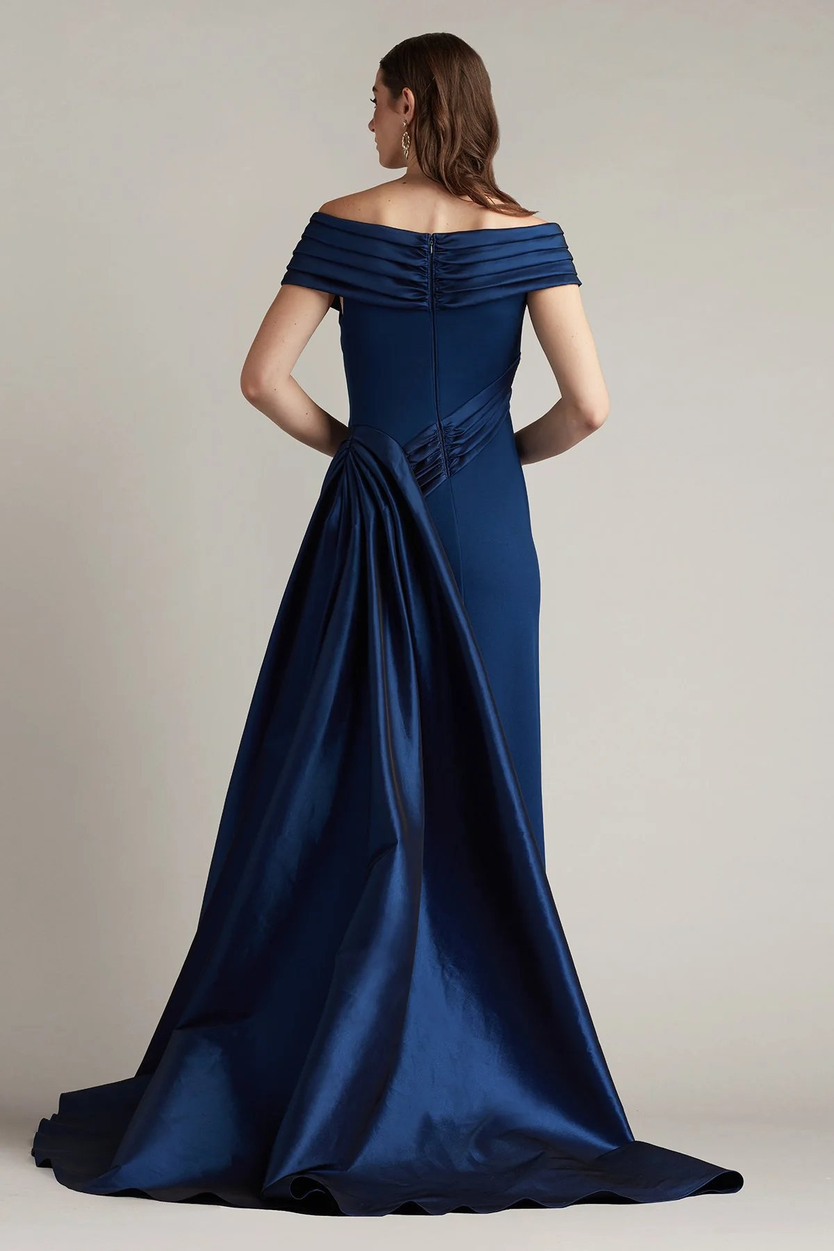 Elysian Draped Overlay Train Gown - Special Events Unlimited