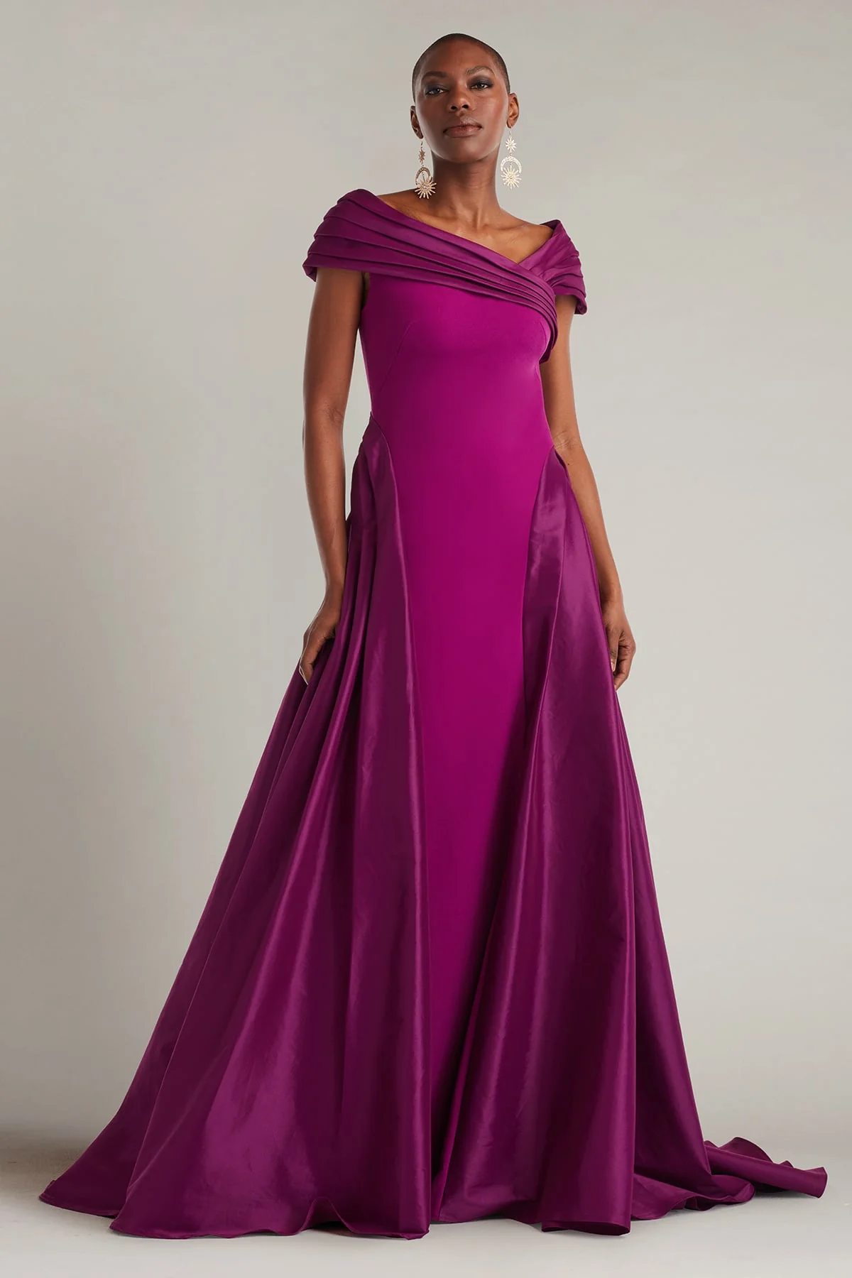Blanka Draped Contrast Taffeta Ball Gown - Special Events Unlimited
