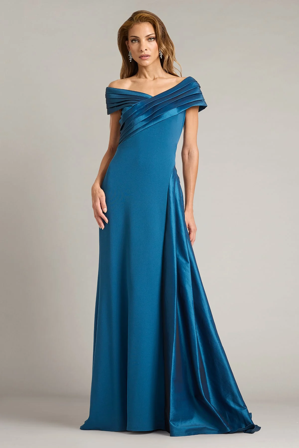 Elysian Draped Overlay Train Gown - Special Events Unlimited