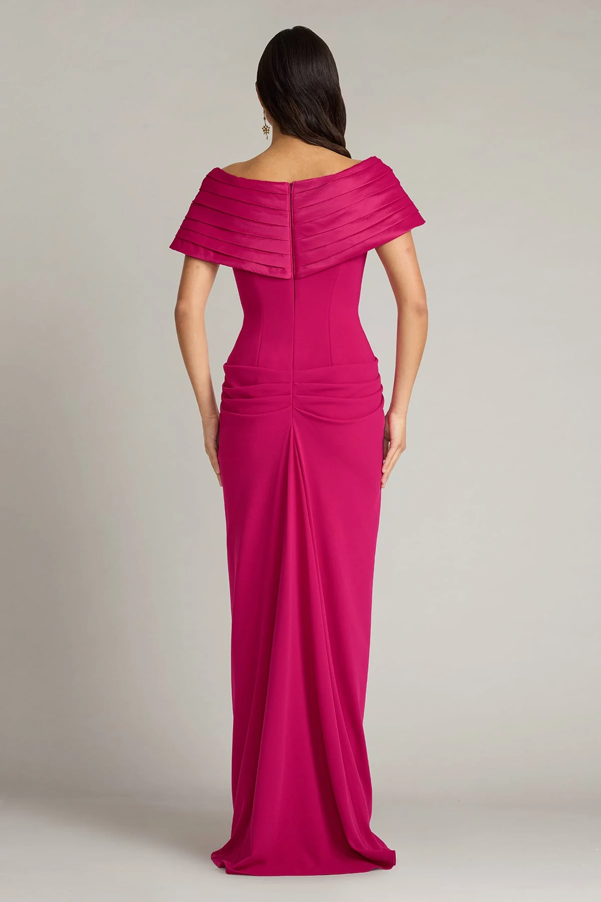 Seraphine Pleated Portrait Collar Gown - Special Events Unlimited