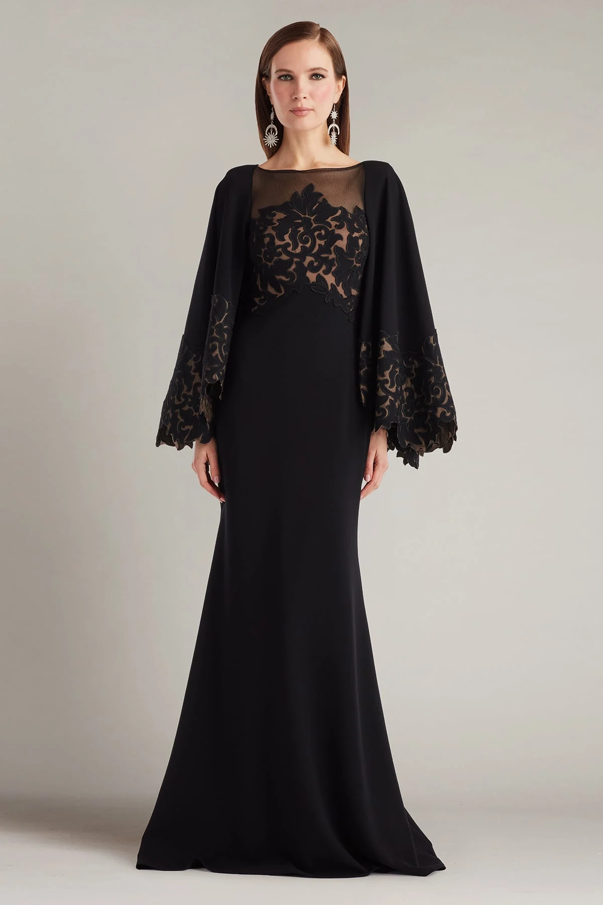 Delgado Laser-Cut Capelet Gown - Special Events Unlimited